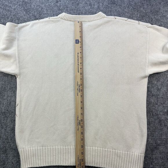 Vintage 90s Argyle Sweater Men Medium Cream Eddie Bauer - Picture 9 of 11